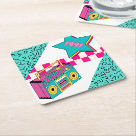 Porta-copo De Papel Quadrado Estilo de Vintage Estéreo 1991