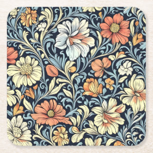 Porta-copo De Papel Quadrado estilo floral de William Morris com padrão de acan