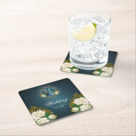 Porta-copo De Papel Quadrado Estilo Gótico do Casal de Casamento de Esqueleto B