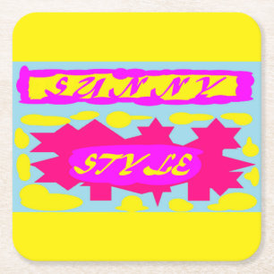 PORTA-COPO DE PAPEL QUADRADO ESTILO SUNNY SUPERIOR PINCO AMARELO E AZUL DO SKY