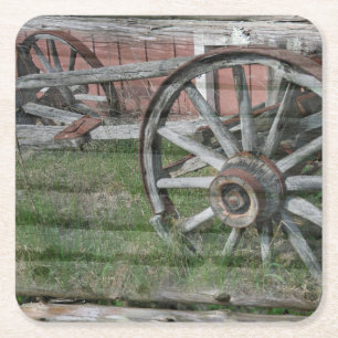 Porta-copo De Papel Quadrado Estilo Wester - Porta copos Rustic Wagon Wheel