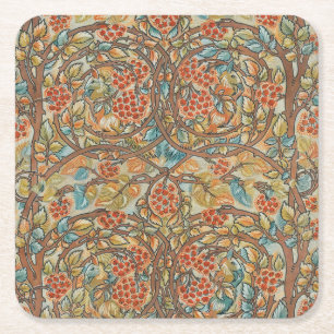 Porta-copo De Papel Quadrado Estilo William Morris Cottagecore Esquilo Floral