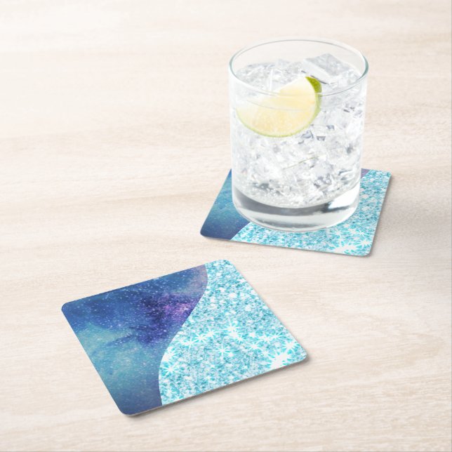 Porta-copo De Papel Quadrado Estrela brilhante de galáxias de gradiente moderno (Insitu)