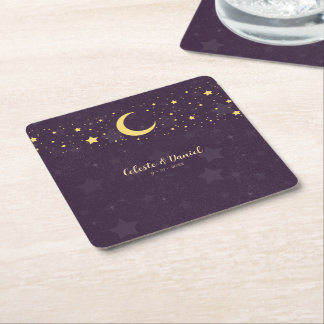 Porta-copo De Papel Quadrado Estrela Celestial do Casamento Céu Estrelado
