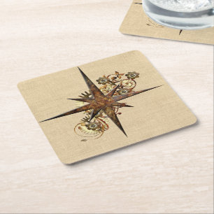 Porta-copo De Papel Quadrado Estrela de Compass Steampunk