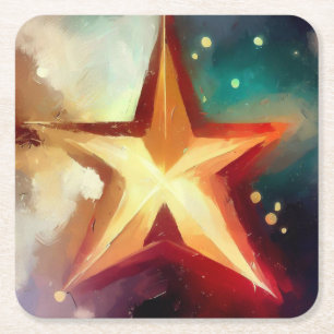 Porta-copo De Papel Quadrado Estrela de Natal 3