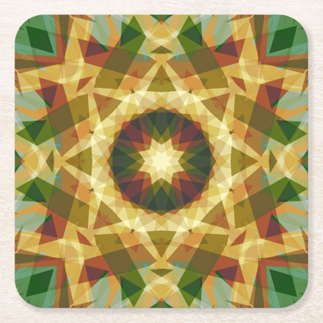 Porta-copo De Papel Quadrado Estrela de Natal Inverno Verde Queda Dourada Amare (Frente)