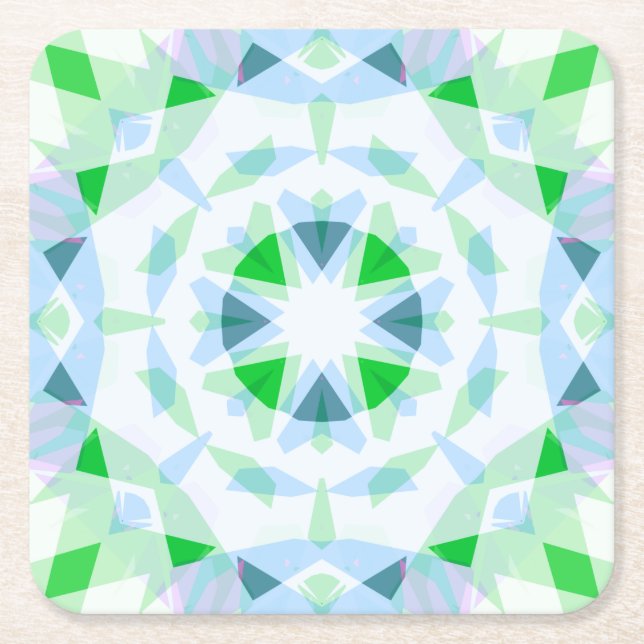 Porta-copo De Papel Quadrado Estrela Mágica Azul de Aniversário Verde do bonito (Frente)