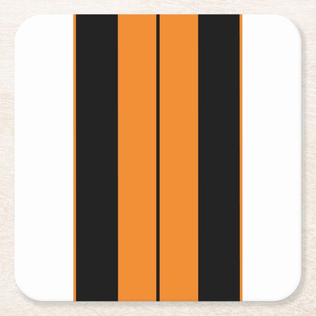 Porta-copo De Papel Quadrado Estrias Laranja Brilhantes Atlíticas, Pretas, Bran (Frente)