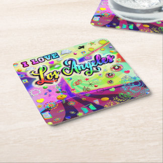 Porta-copo De Papel Quadrado Eu adoro a Legal Porta copos de Energia de Los Ang