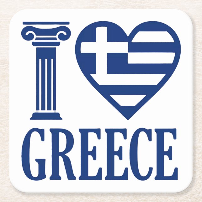 Porta-copo De Papel Quadrado Eu adoro Grécia (Frente)