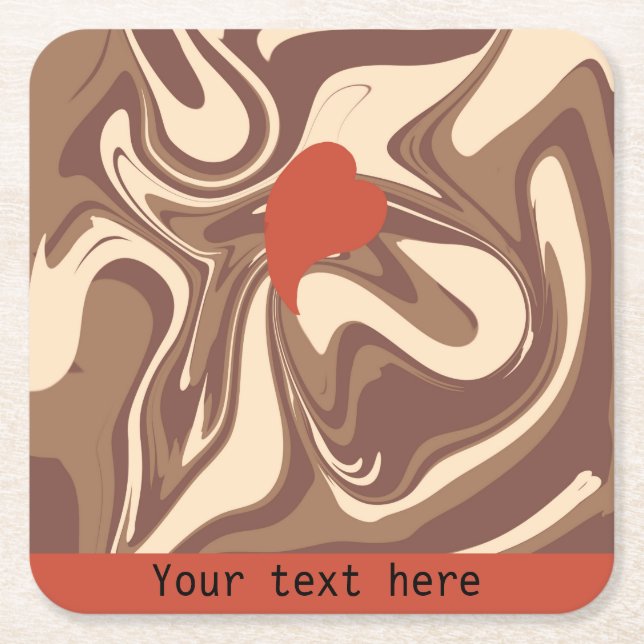 Porta-copo De Papel Quadrado Eu adoro o costume do cappuccino (Frente)