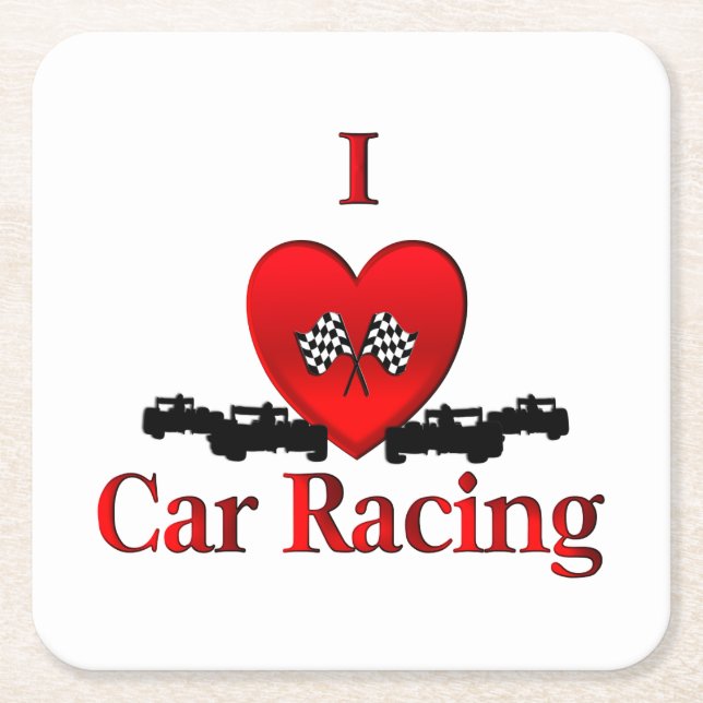 Porta-copo De Papel Quadrado Eu Amo Car Racing (Frente)