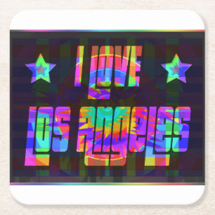 Porta-copo De Papel Quadrado EU AMO LA Linda Porta copos Neon