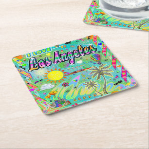 Porta-copo De Papel Quadrado EU AMO Los Angeles Nu Era Coaster