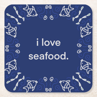 Porta-copo De Papel Quadrado Eu amo marisco Napkin