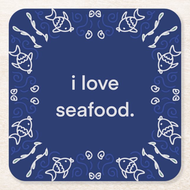 Porta-copo De Papel Quadrado Eu amo marisco Napkin (Frente)