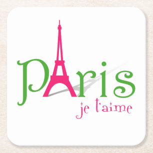 Porta-copo De Papel Quadrado Eu amo Paris