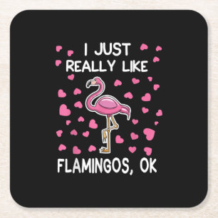 Porta-copo De Papel Quadrado Eu Gosto Muito De Flamingos, Ok Flamingo Lover