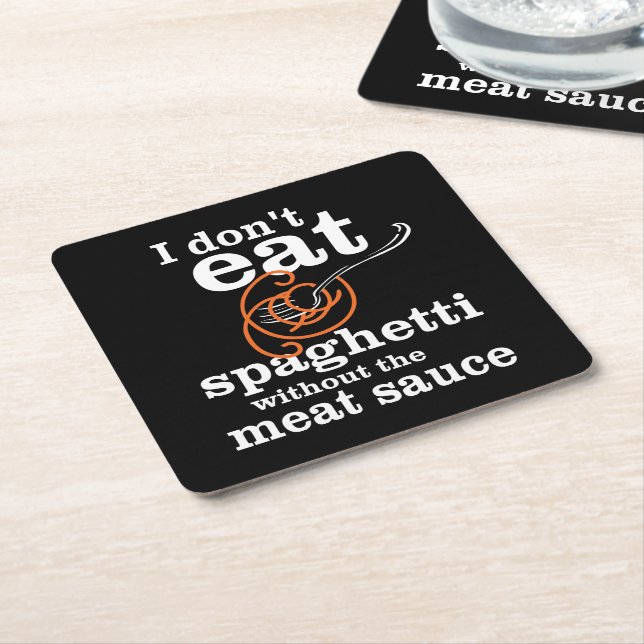 Porta-copo De Papel Quadrado Eu não como espaguete sem molho de carne (Inclinado)