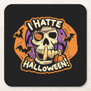 Porta-copo De Papel Quadrado eu odeio o halloween