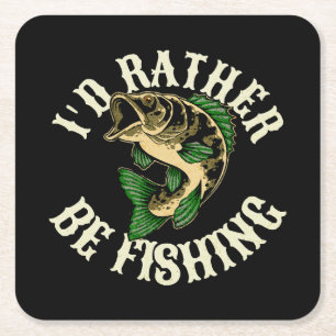 Porta-copo De Papel Quadrado Eu Preferiria Estar Pescando Engraçado