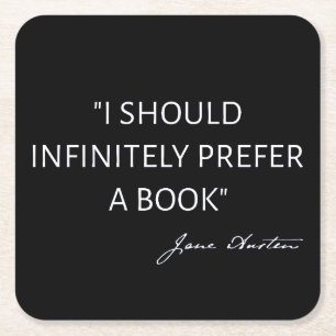 Porta-copo De Papel Quadrado Eu Preferiria Infinitamente Um Livro - Jane Austen