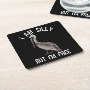 Porta-copo De Papel Quadrado Eu sou Bobo, mas sou um idiota do Pelican Lover