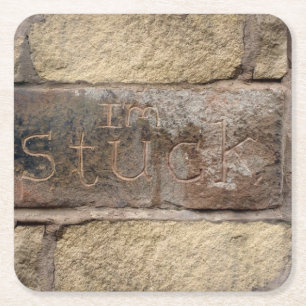 Porta-copo De Papel Quadrado "Eu sou colado" um outro tijolo na parede