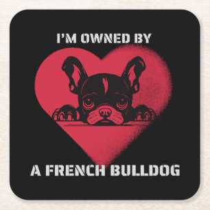 Porta-copo De Papel Quadrado Eu sou possuído por um Bulldog Francês