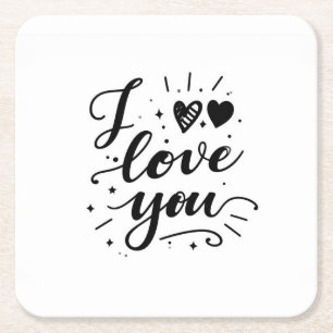 Porta-copo De Papel Quadrado eu te amo