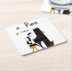 Porta-copo De Papel Quadrado eu te amo Paris