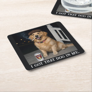 Porta-copo De Papel Quadrado Eu Tenho Esse Cachorro Em Mim, Piada Engraçada do