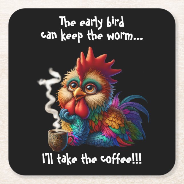 Porta-copo De Papel Quadrado Eu tomo o café (Frente)