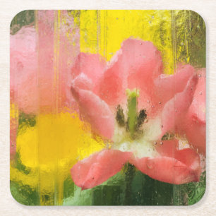 Porta-copo De Papel Quadrado EUA, Pensilvânia. Impressão abstrata de tulipa