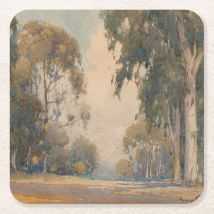 Porta-copo De Papel Quadrado Eucalipto (1922) – Delicada Botânica em Aquarela