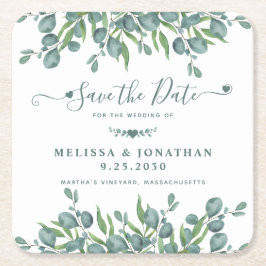 Porta-copo De Papel Quadrado Eucalyptus Greenery Sage Weding A Data