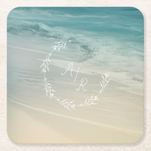 Porta-copo De Papel Quadrado Evento de Praia Monograma