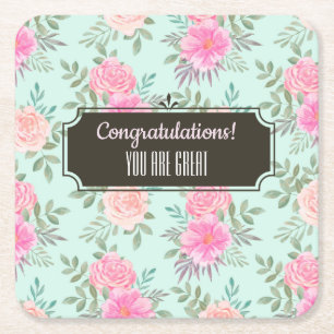 Porta-copo De Papel Quadrado Evento Floral Personalizável