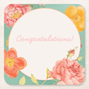 Porta-copo De Papel Quadrado Evento Floral Personalizável