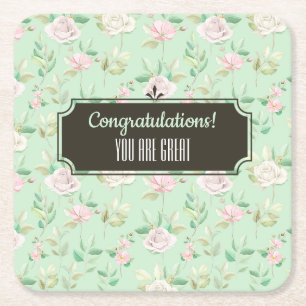 Porta-copo De Papel Quadrado Evento Floral Personalizável