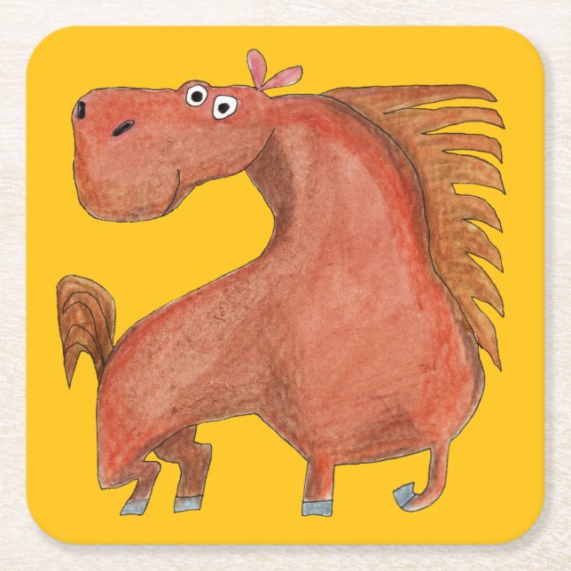Porta-copo De Papel Quadrado Exited Horse (Frente)