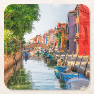 Porta-copo De Papel Quadrado Explore o charme vibrante de Burano