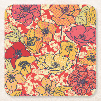 Porta-copo De Papel Quadrado Explosão Floral: Tendência Da Vintagem Sem Pernas.