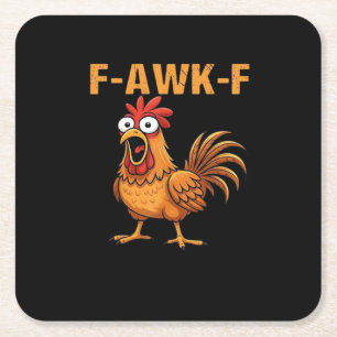 Porta-copo De Papel Quadrado F-Awk-F Galinha F-Caw-F Galo Humor Divertido Meme