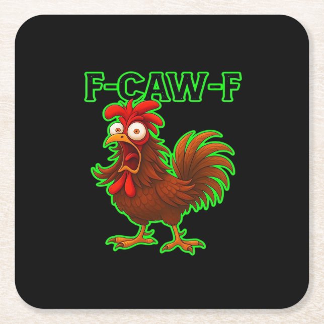 Porta-copo De Papel Quadrado F-Caw-F Chicken Classic Retro Graphic (Frente)