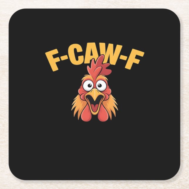 Porta-copo De Papel Quadrado F-Caw-F Chicken Funny Chicken Trendy Casual (Frente)