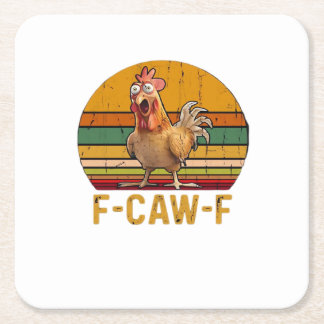 Porta-copo De Papel Quadrado F-Caw-F Chicken Humor Essential Minimal Clean