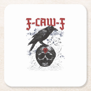 Porta-copo De Papel Quadrado F-Caw-F Corvo do Halloween Engraçado Corvo Humor G