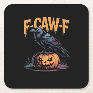 Porta-copo De Papel Quadrado F-Caw-F Halloween Corvo Jack-O-Lantern Época Assus